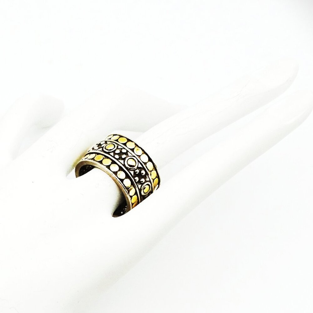 JOHN HARDY Dot Collection Sterling Silver 18K Gold Band Ring Size 7.5 - Picture 4 of 8